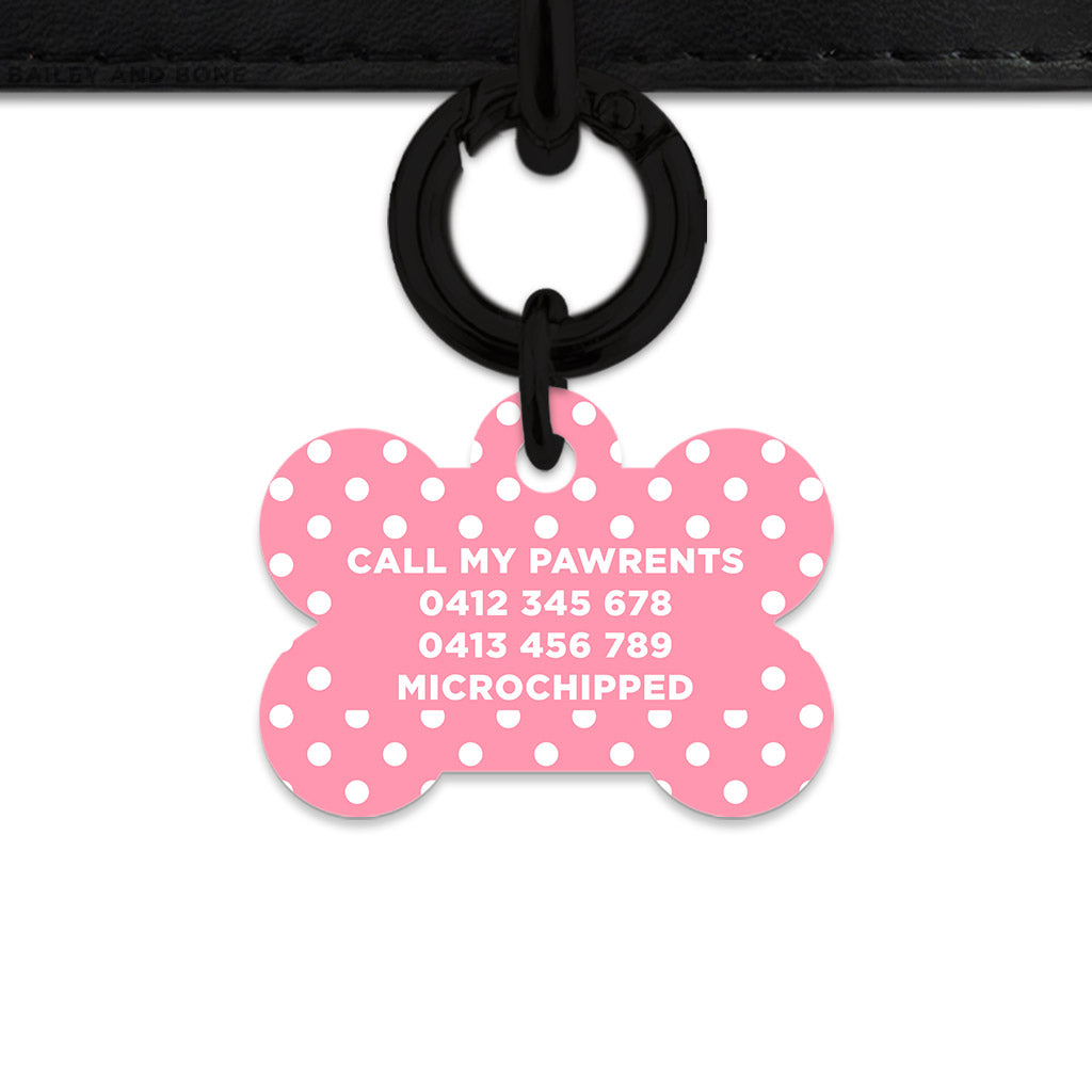 Pink And White Polka Dot Pet ID Tag