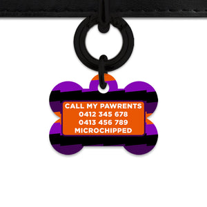 Purple And Orange Spooky Stripes Pet ID Tag