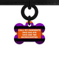 Purple And Orange Spooky Stripes Pet ID Tag
