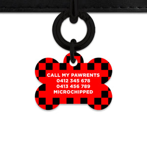 Black And Red Checkers Pet ID Tag