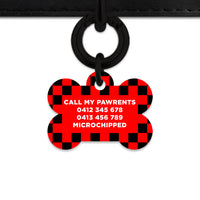 Black And Red Checkers Pet ID Tag