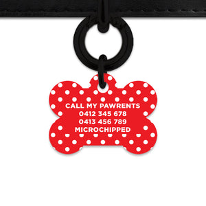 Red And White Polka Dots Pet ID Tag