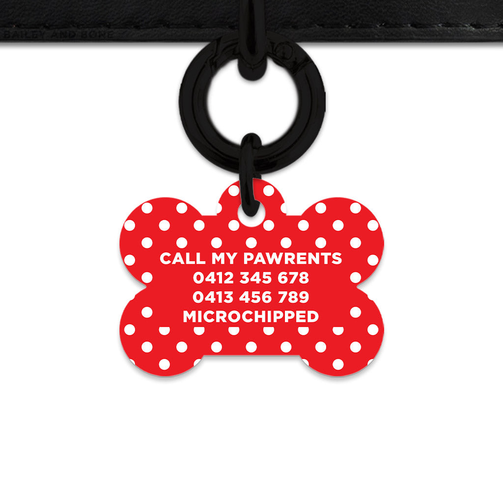 Red And White Polka Dots Pet ID Tag