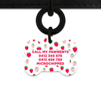 Pink And Red Strawberries Pet ID Tag
