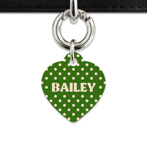 Green And Beige Polka Dots Pet ID Tag