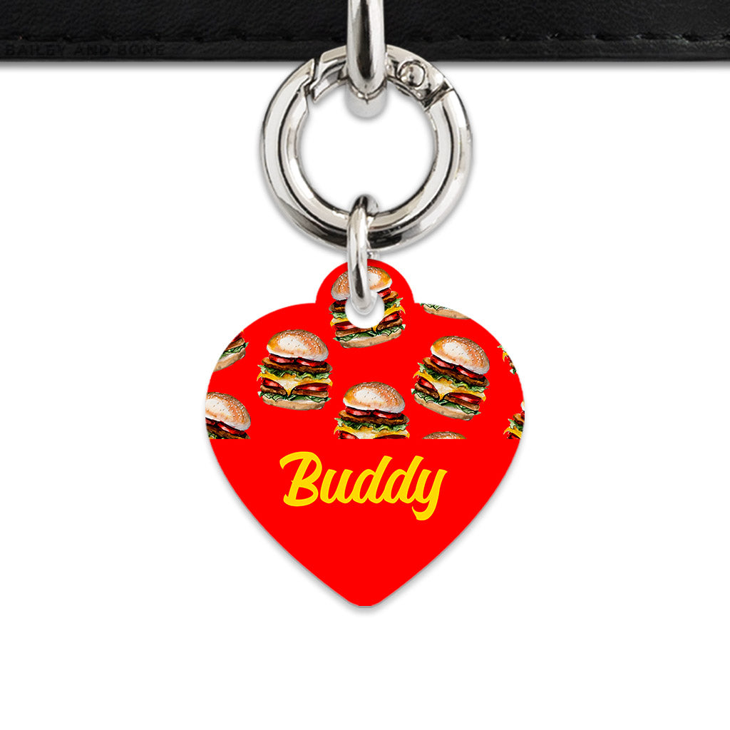 Burger Pattern Pet ID Tag