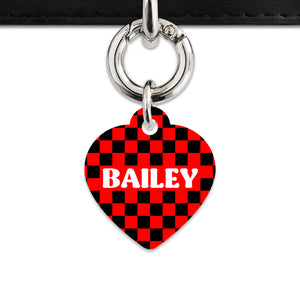 Black And Red Checkers Pet ID Tag