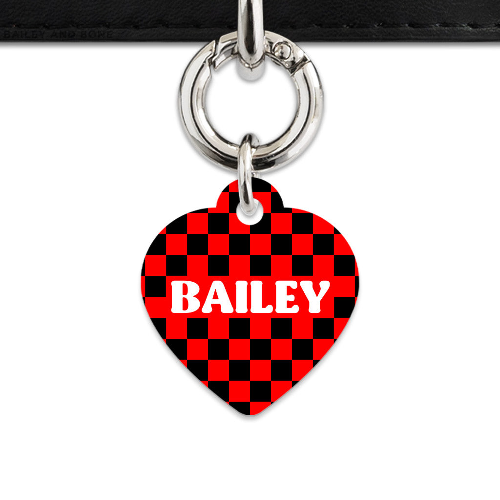 Black And Red Checkers Pet ID Tag