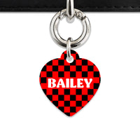 Black And Red Checkers Pet ID Tag