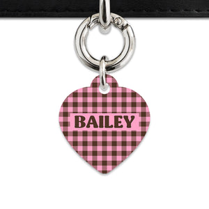Pink And Brown Gingham Pet ID Tag