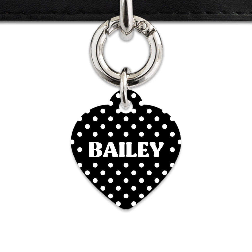 Black And White Polka Dots Pet ID Tag