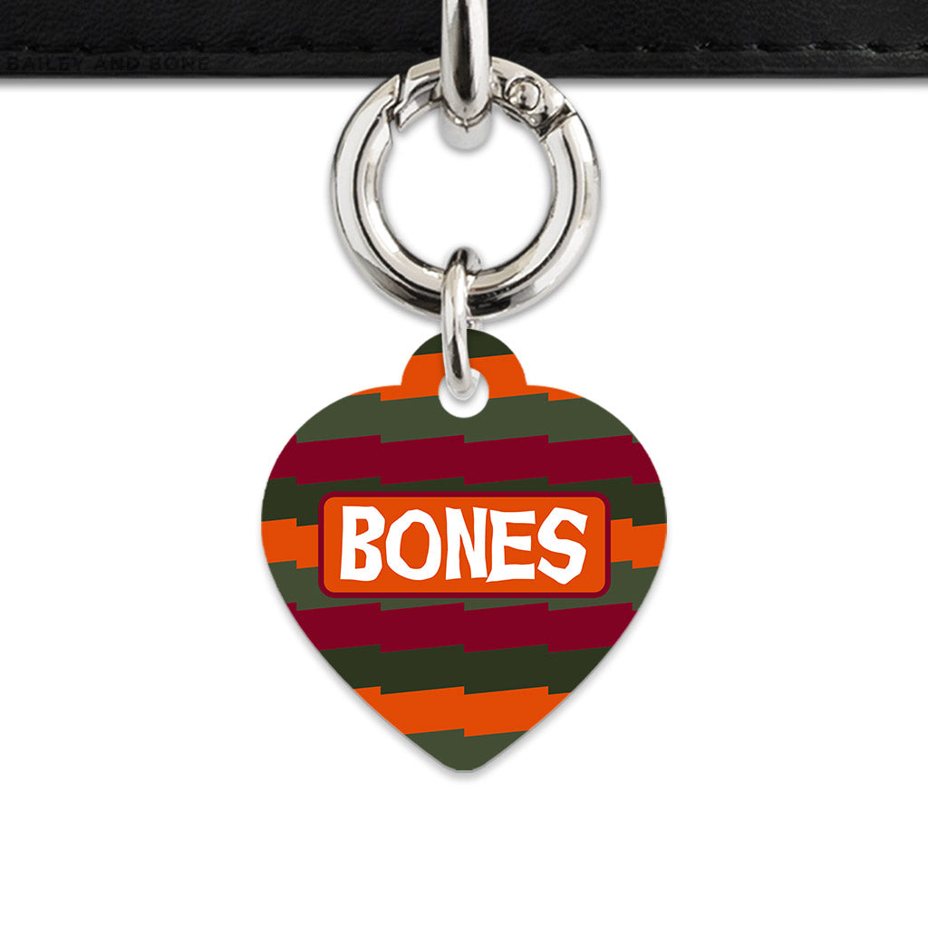 Green And Orange Spooky Stripes Pet ID Tag