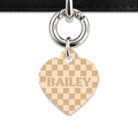 Beige And Tan Checkers Pet ID Tag