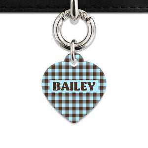 Blue And Brown Gingham Pet ID Tag
