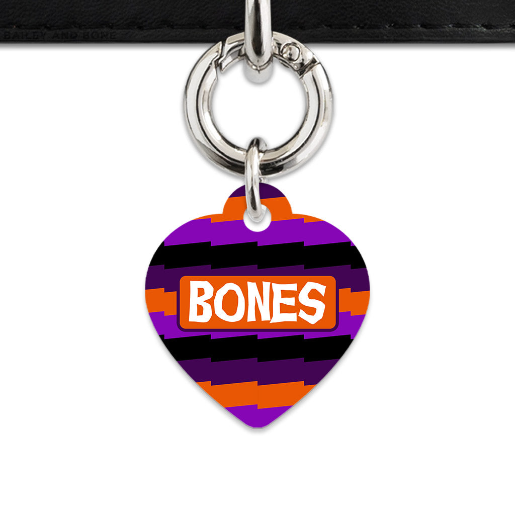 Purple And Orange Spooky Stripes Pet ID Tag