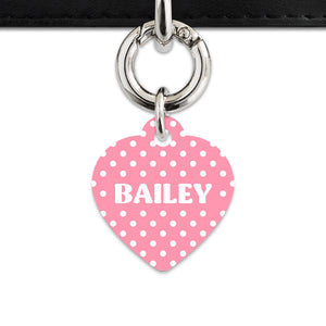 Pink And White Polka Dot Pet ID Tag