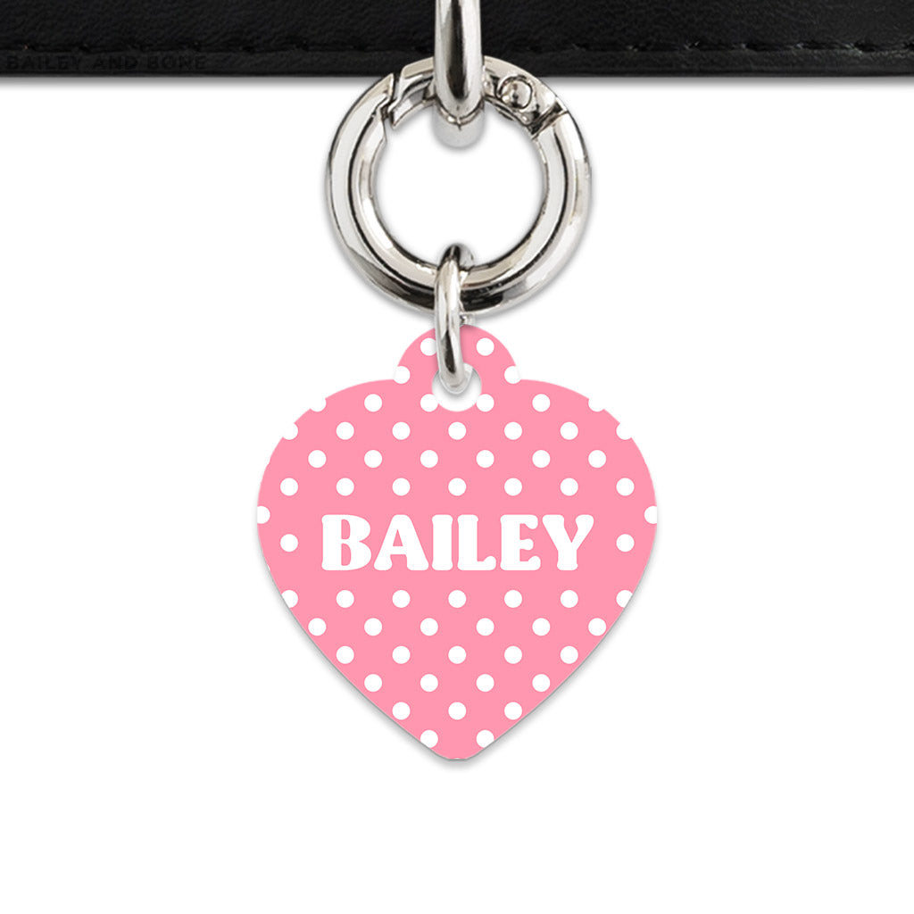 Pink And White Polka Dot Pet ID Tag