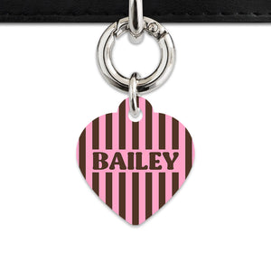 Pink And Brown Stripes Pet ID Tag