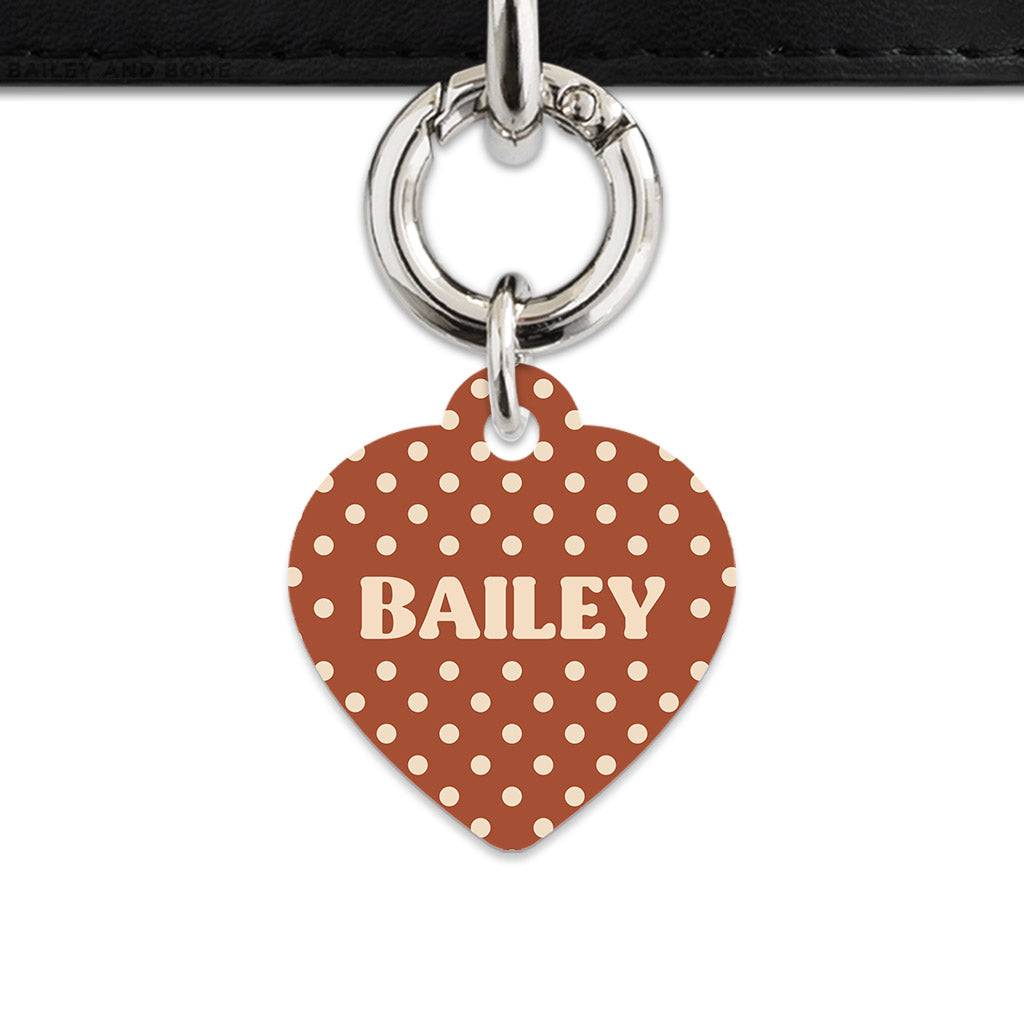 Brown And Beige Polka Dots Pet ID Tag