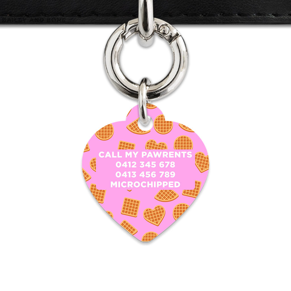 Pink Waffles Pattern Pet ID Tag