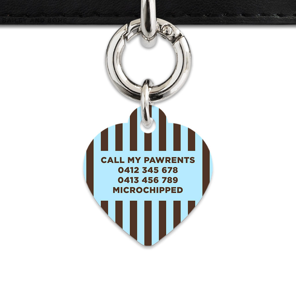 Blue And Brown Stripes Pet ID Tag