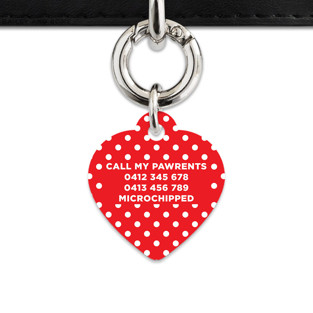 Red And White Polka Dots Pet ID Tag