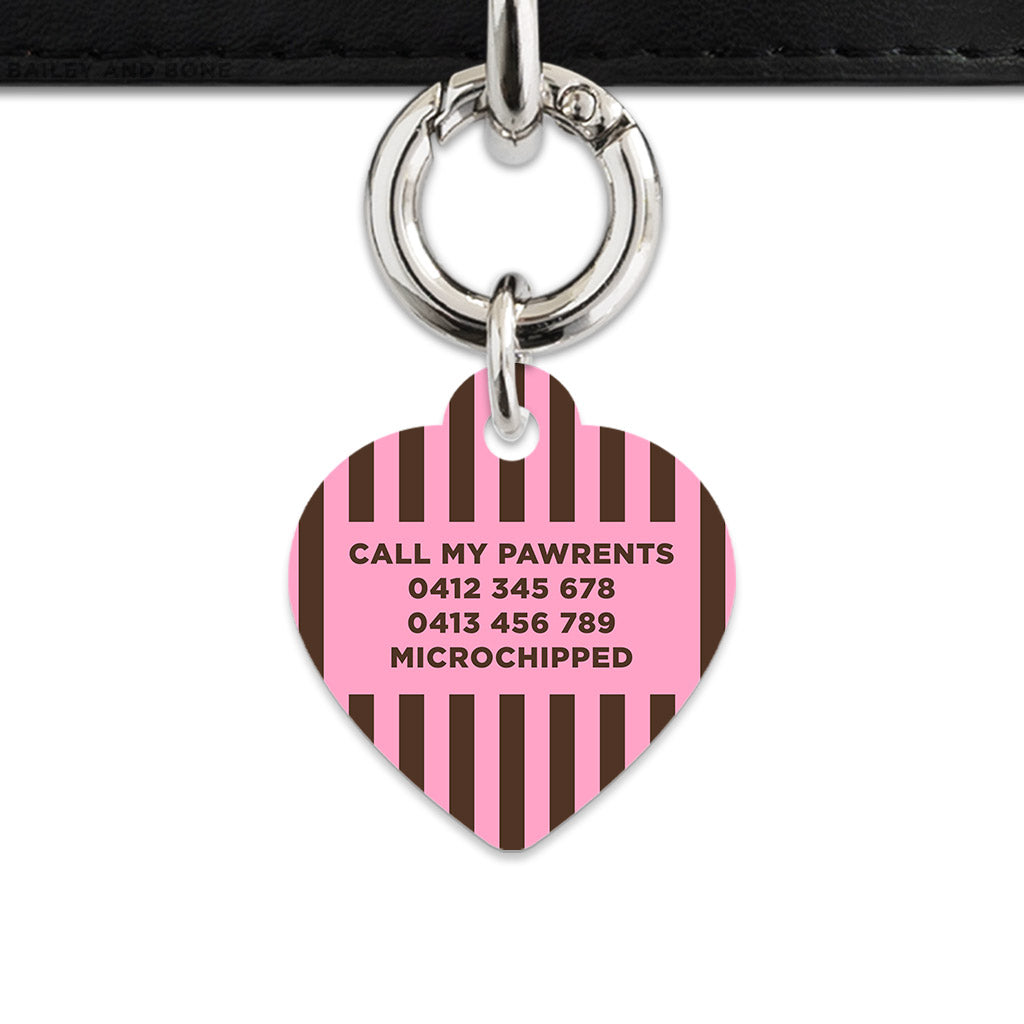 Pink And Brown Stripes Pet ID Tag