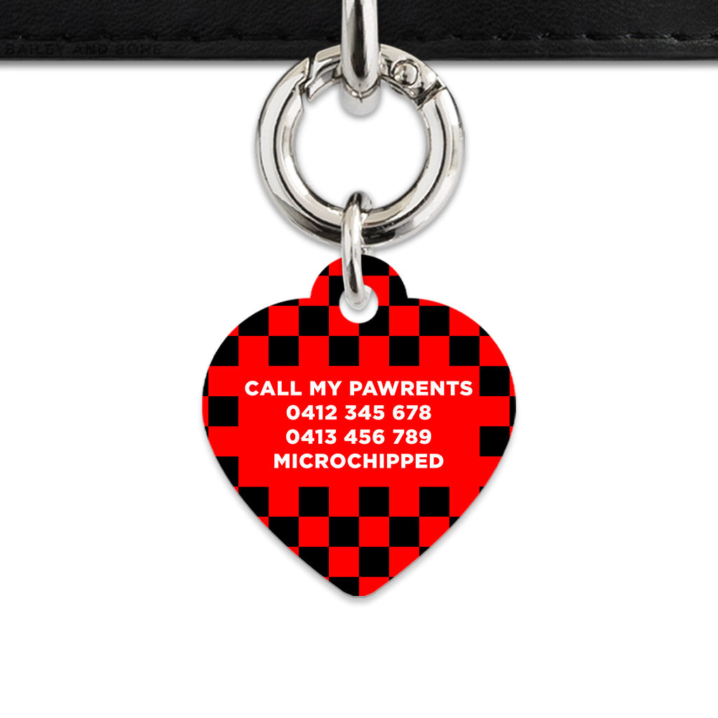 Black And Red Checkers Pet ID Tag