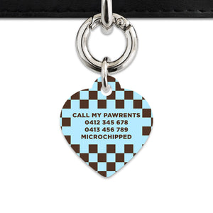Blue And Brown Checkers Pet ID Tag