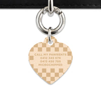 Beige And Tan Checkers Pet ID Tag
