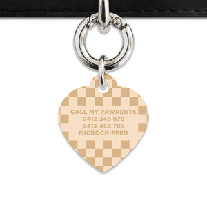 Beige And Tan Checkers Pet ID Tag