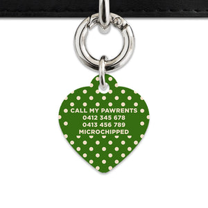 Green And Beige Polka Dots Pet ID Tag