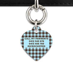 Blue And Brown Gingham Pet ID Tag