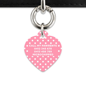 Pink And White Polka Dot Pet ID Tag