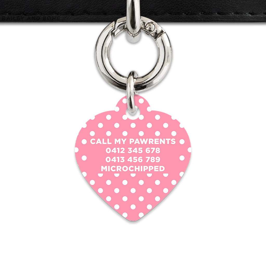 Pink And White Polka Dot Pet ID Tag