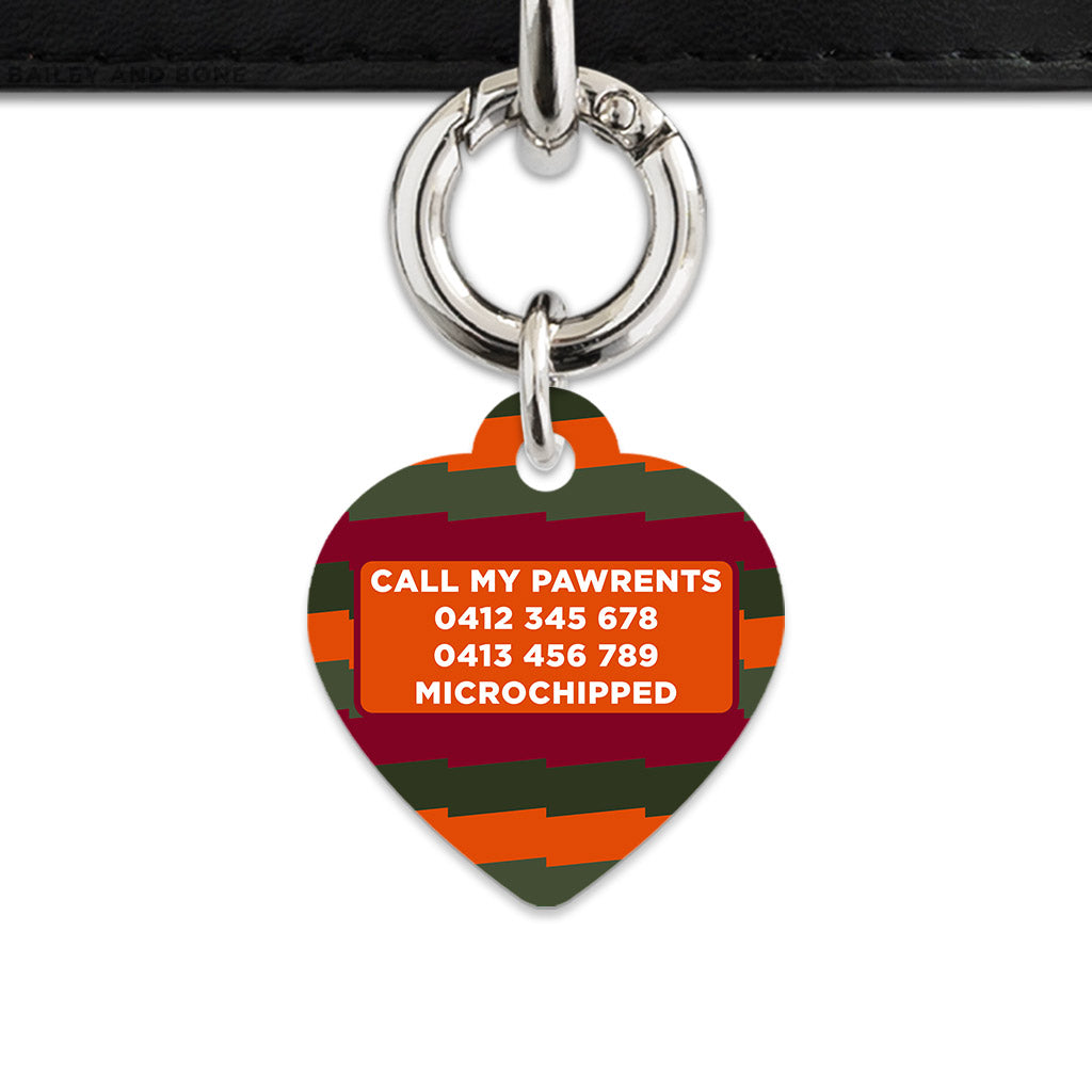 Green And Orange Spooky Stripes Pet ID Tag