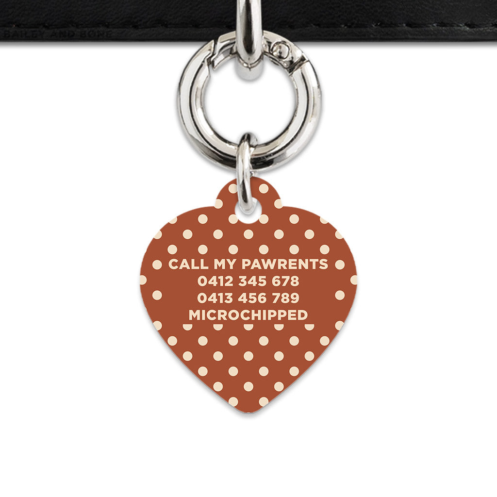 Brown And Beige Polka Dots Pet ID Tag