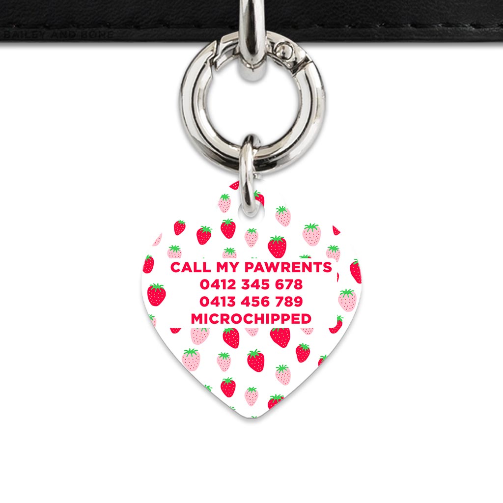 Pink And Red Strawberries Pet ID Tag