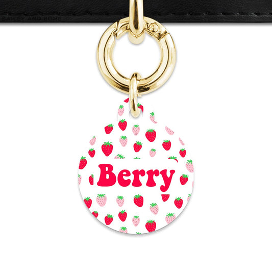 Pink And Red Strawberries Pet ID Tag