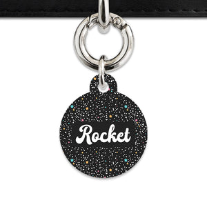 Black Pastel Stars Pet ID Tag