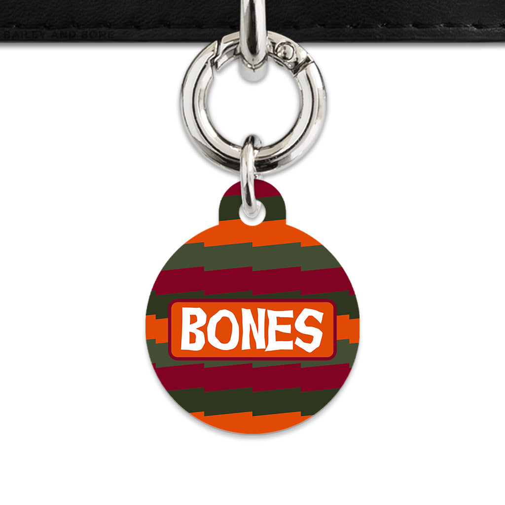 Green And Orange Spooky Stripes Pet ID Tag