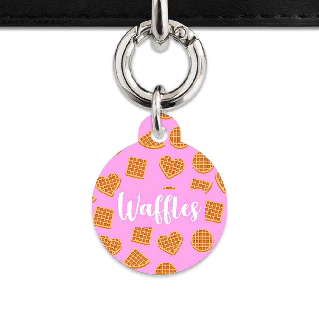 Pink Waffles Pattern Pet ID Tag