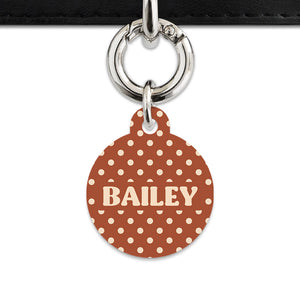Brown And Beige Polka Dots Pet ID Tag