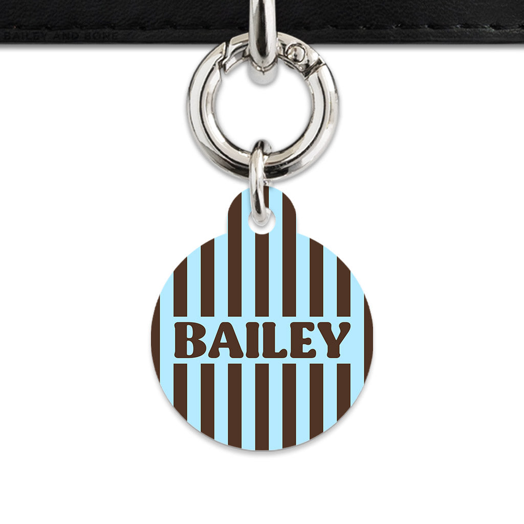Blue And Brown Stripes Pet ID Tag