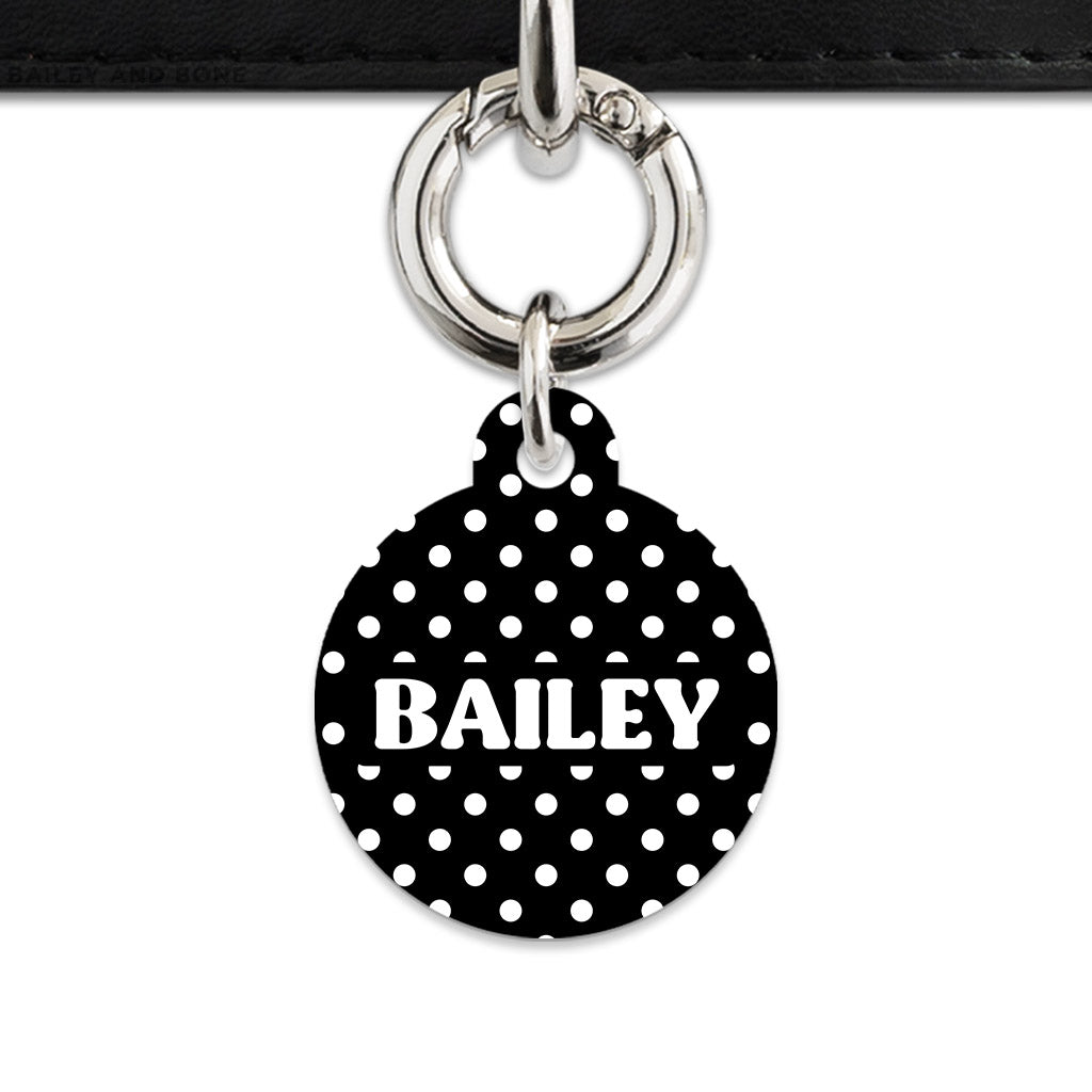Black And White Polka Dots Pet ID Tag