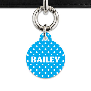 Blue And White Polka Dots Pet ID Tag