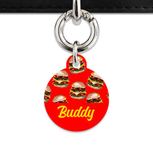Burger Pattern Pet ID Tag