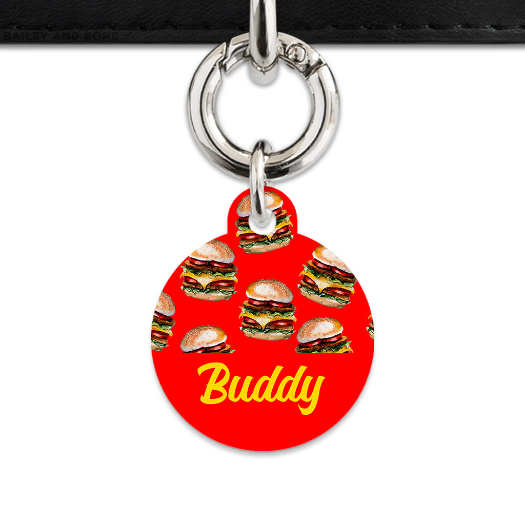 Burger Pattern Pet ID Tag