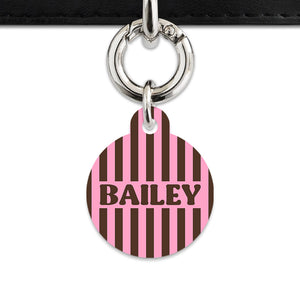 Pink And Brown Stripes Pet ID Tag