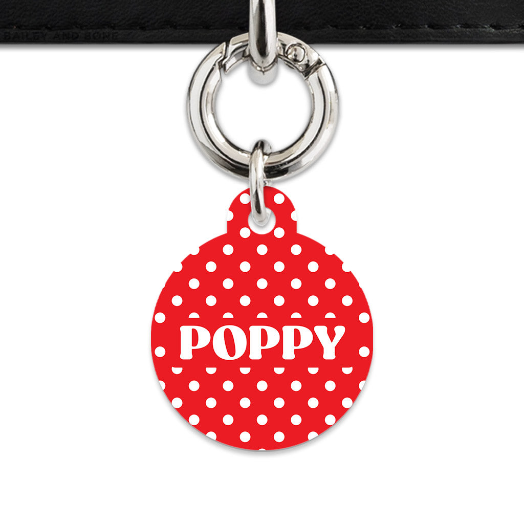 Red And White Polka Dots Pet ID Tag